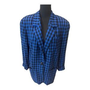 Vintage Breckenridge checkered blue black blazer 8